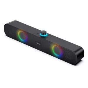 1 Hora Bluetooth Soundbar Speaker for PC TV, RGB Wireless Bluetooth 5.1 Speakers with 2000mAh Battery, Support 3.5mm AUX/TF/USB/Bluetooth for Indoor, Home and Party BOC241