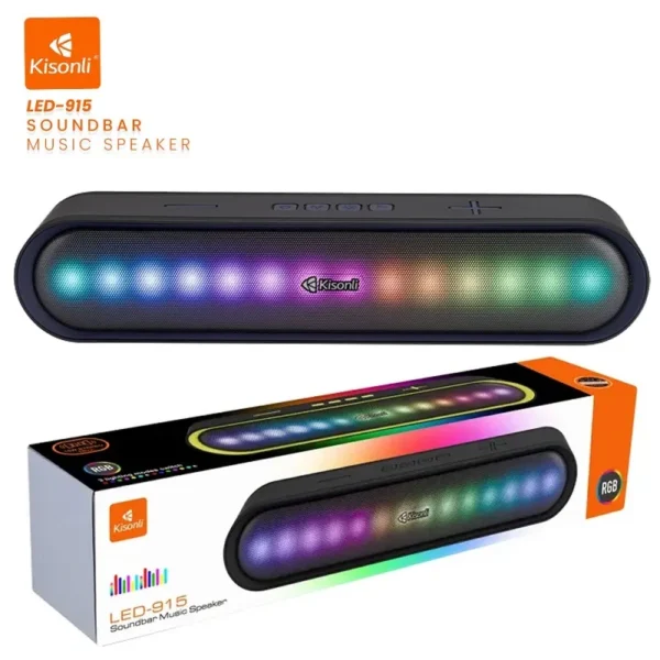 Kisonli Wireless Longbar Bluetooth Speaker With LED Lights 915