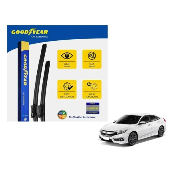 Goodyear Flat Silicon Wiper Blades For Honda Civic 2016 - 2022