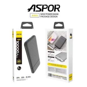 Aspor 10000mAh Dual USB Connectors Power Bank With LED Indicators A323