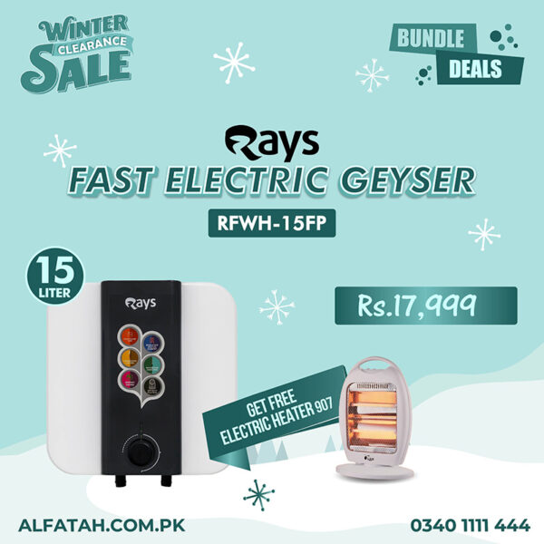 Rays 15L Fast Electric Storage Geyser RFWH-15FP With Free Halogen Heater