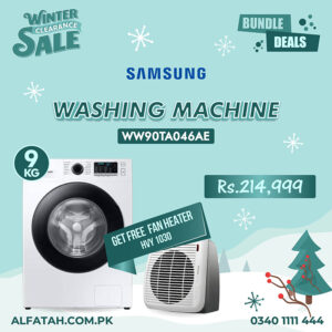 Samsung 9kg Front Load Washing Machine WW90TA046AE with Series 5 Ecobubble With Free Fan Heater