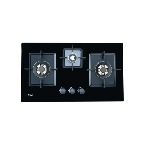 Rays 3 Burner Glass Top Gas Kitchen Hob 7805-G